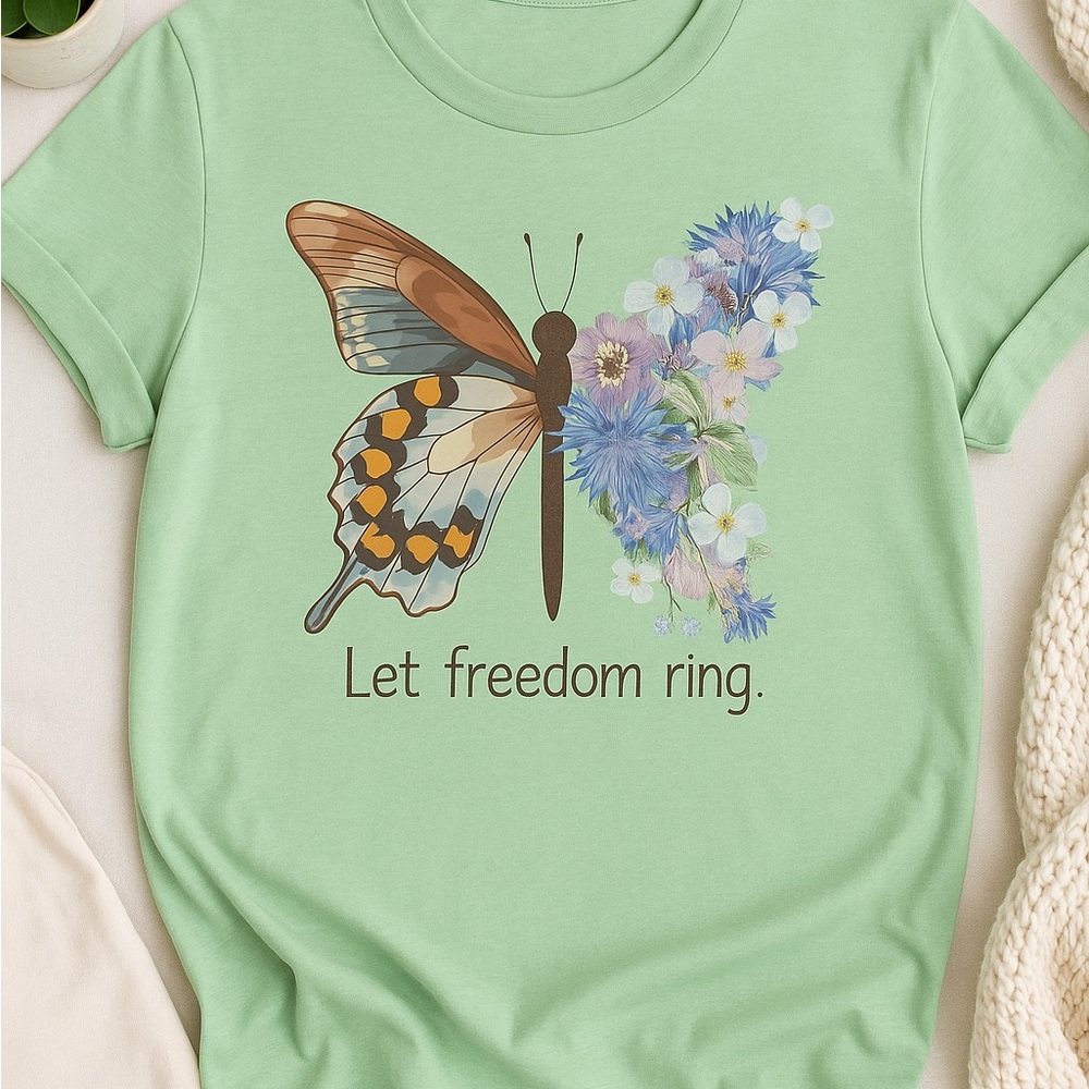 Hand Crafted Mint Green Butterfly Tee